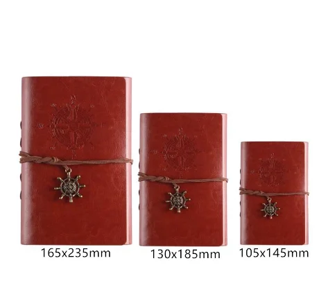 Hot Retro Spiral Notebook Diary with Box Vintage Pirate Anchors PU Leather Notepad Replaceable Stationery Gift Traveler Journal