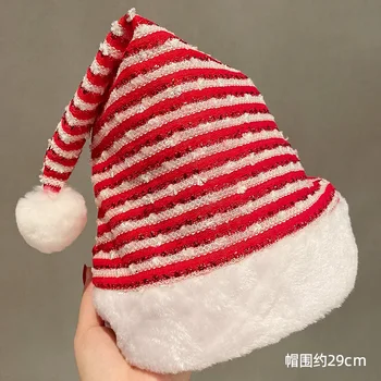 High Quality Red Christmas Hats Thick Fabric Santa Claus Hat furry christmas hats