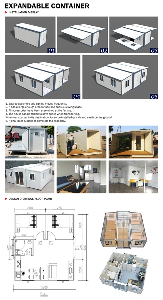 Prefabricated Easy Assembly Foldable 3 Bedroom Prefab Houses Modular