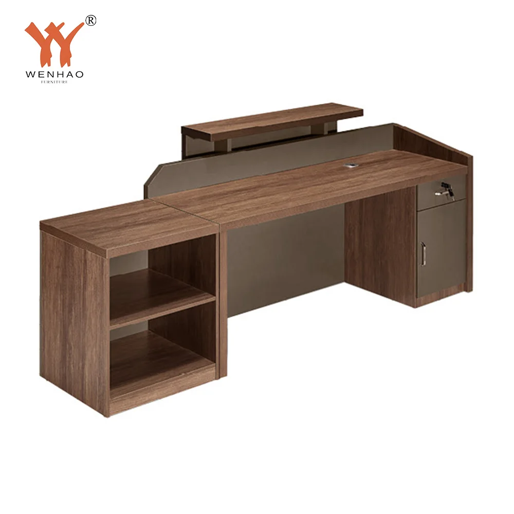 Direct Manufacture Front Brown Workshop Apartment Counter Modern Reception Desk Table for Office
