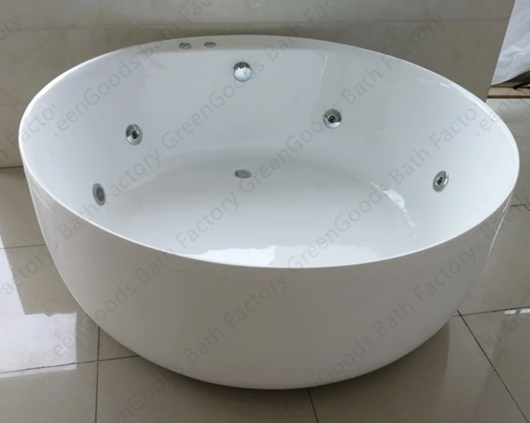 CE Poland Small 130 cm Round Soaking Tub Freestanding Acrylic Whirlpool Bathtub