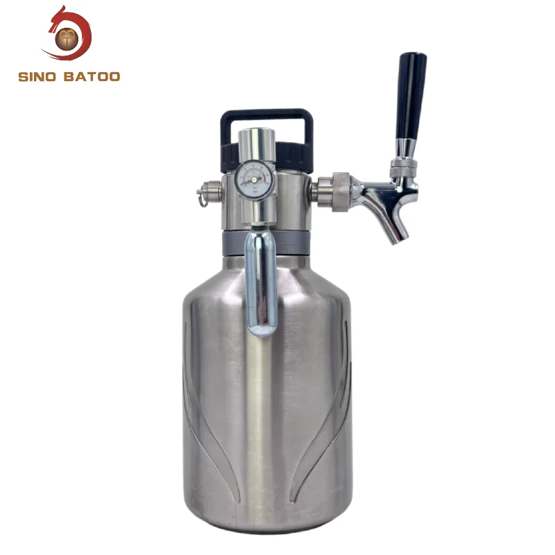 4L Stainless Steel Beer Growler Dispenser with Tap and Co2 Regulator