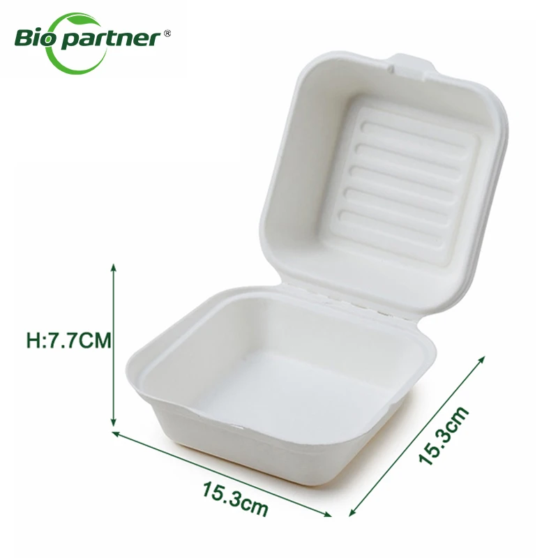 Compostable Biodegradable to Go Food Container Disposable Take Away Takeout Bagasse Hinge Lunch Box togo Sugarcane Packaging