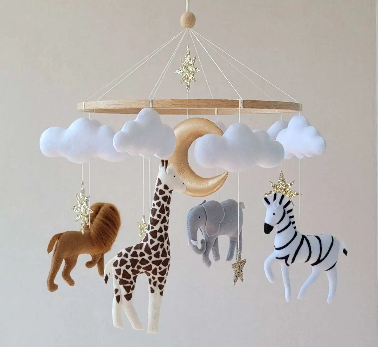 2023 New Baby Handmade Felt Crib Mobile Toys Safari Musical Crib Mobile For Babies Cot Kids Room