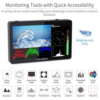 FEELWORLD F6 PLUS V2 5.5" 4K Camera Monitor | Type-C Power, Waveform & Bulk for Film Rental & OEMs Dslr Field Monitor detail image
