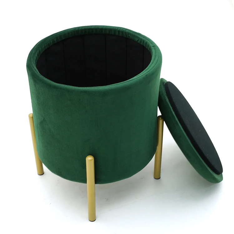 Customized Storage Ottoman Set Round Velvet Footrest Modern Vanity Stool Seat Factory Price
