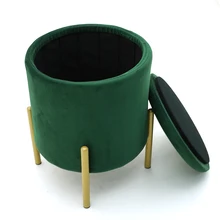 Customized Storage Ottoman Set Round Velvet Footrest Modern Vanity Stool Seat Factory Price