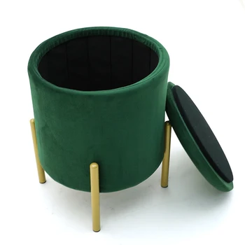 Customized Storage Ottoman Set Round Velvet Footrest Modern Vanity Stool Seat Factory Price