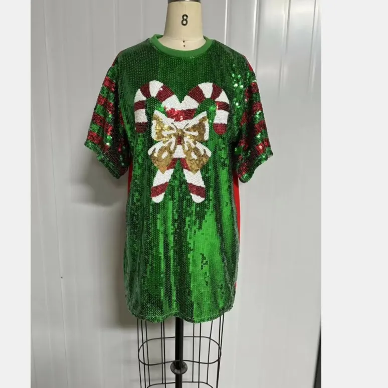 Merry Christmas Sequin Dress Graphic Tunic Length Football Jersey T-Shirt Body Dress Merry Christmas Sequin Dress Graphic Tunic Length Football Jersey T-Shirt Body Dress