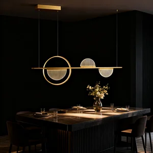 JACKSUN Gold LED Chandelier Light Luxury Modern Nordic Pendant Lamps Adjustable Height Dimmable Acrylic Kitchen Island Light