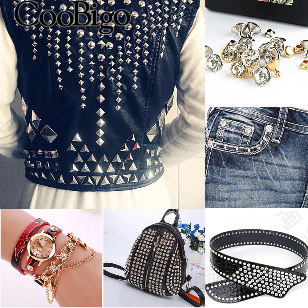 1000 шт. металлические Кристальные шпильки стразы заклепка двойная крышка гвозди кожаные шипы заклепки для одежды обуви сумки Декор поделки «сделай сам» 5 мм-11 мм