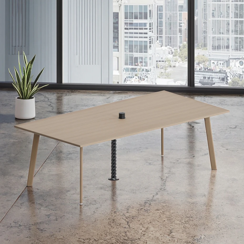 Contemporary Wood Foldable Convertible Conference Table with Clamp-Finished Legs for Office Meeting Rooms 3