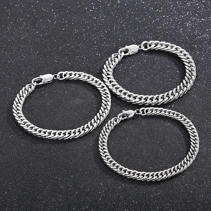 Custom WaterProof  Stainless Steel Cuban Link Mens Hand Chains Stainless Steel Jewelry Men Bracelets Chain Bracelet Wholesale