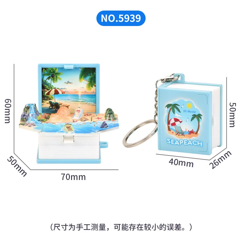 Factory Direct Novelty 3D Mini Book Key Chain Portable Folding Mini Surprise Exploding Books Toys Key Chain for Kids