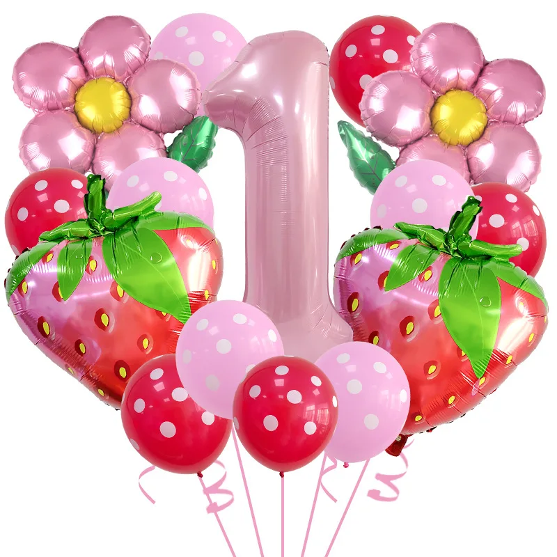 Новинка набор фольгированных шаров с изображением фруктов и клубники
