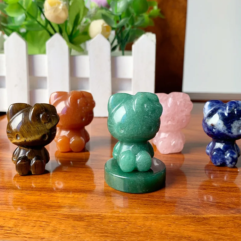 Кристаллы лечебные камни котенок хрустальный камень резьбы маленький размер хрусталь hello kitty для украшения