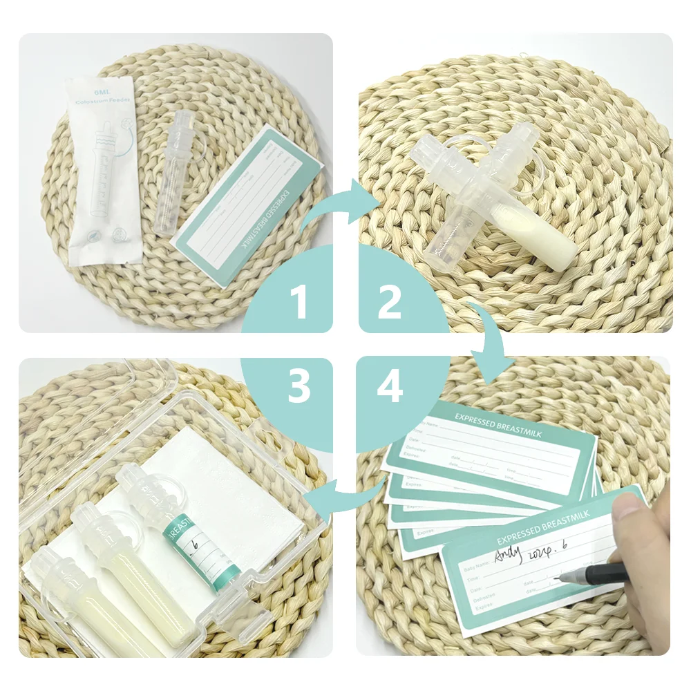 Colostrum Feeding   Kit 6ml/6pcs Silicone Breast Milk Collector and Storage Case Ready-to-Use Reusable BPA Free