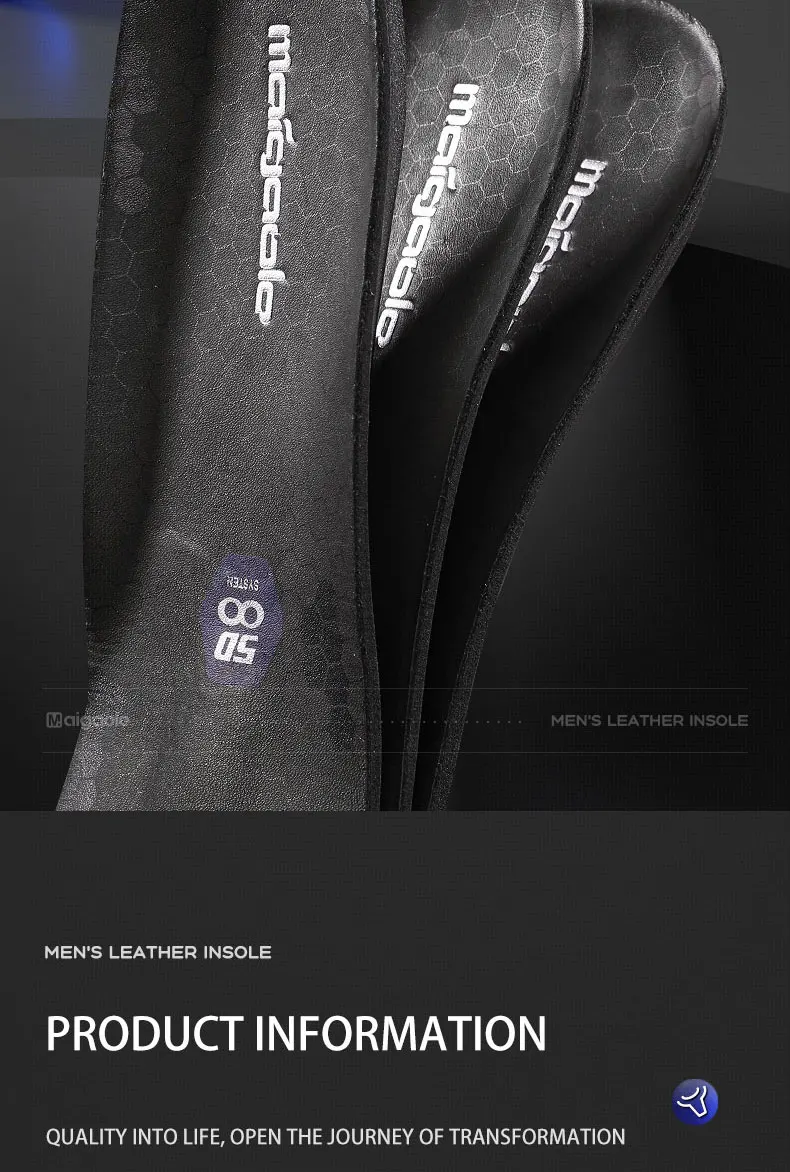 Top Layer Cowhide Leather Insoles for Summer, Odor & Sweat Absorption