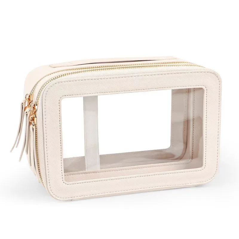 Customize LOGO Soft PU Cosmetic Bag With Large Capacity Recycled PU Makeup Bag For Women Travel Makeup Storage Portable