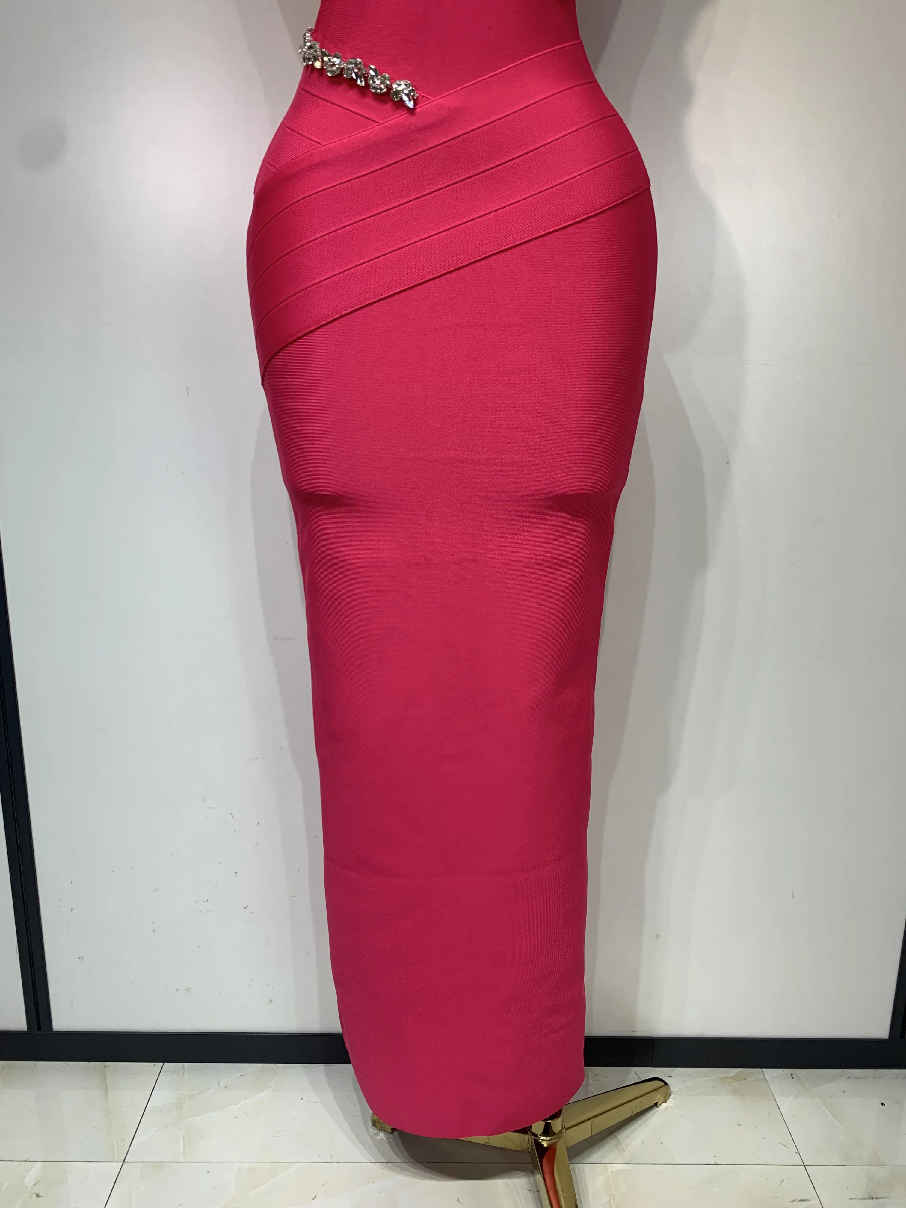 Crystal backless bodycon maxi dress front view