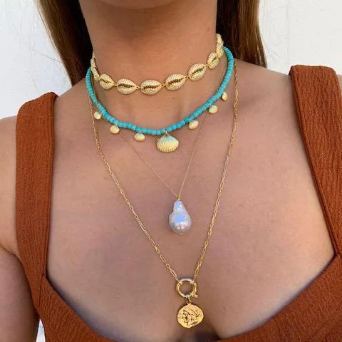 Promotion New Arrived Summer New Styles Shell Shape Tennis Chain Choker Necklace with Cz Paved Heavy Choker Necklace for Wedding