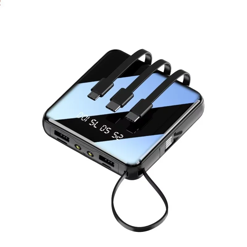 Mini Power Bank 10000Mah With Cable Fast Charger External Battery Portable Charger External Battery Powerbank