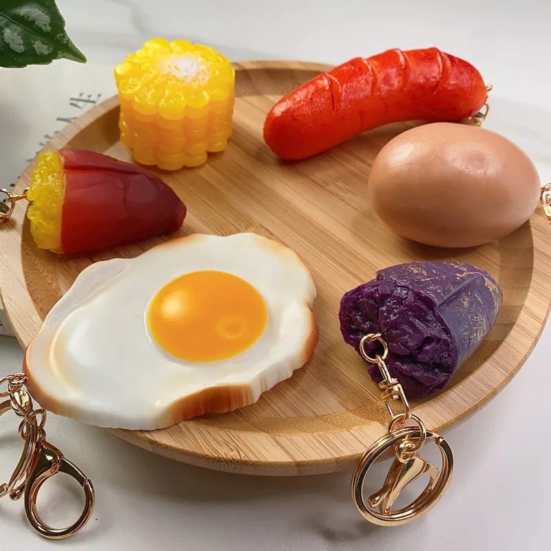 10 Pcs Corn Keychain Set - Funny PU Corn Key Rings, Vegetable Stress Toy Gift