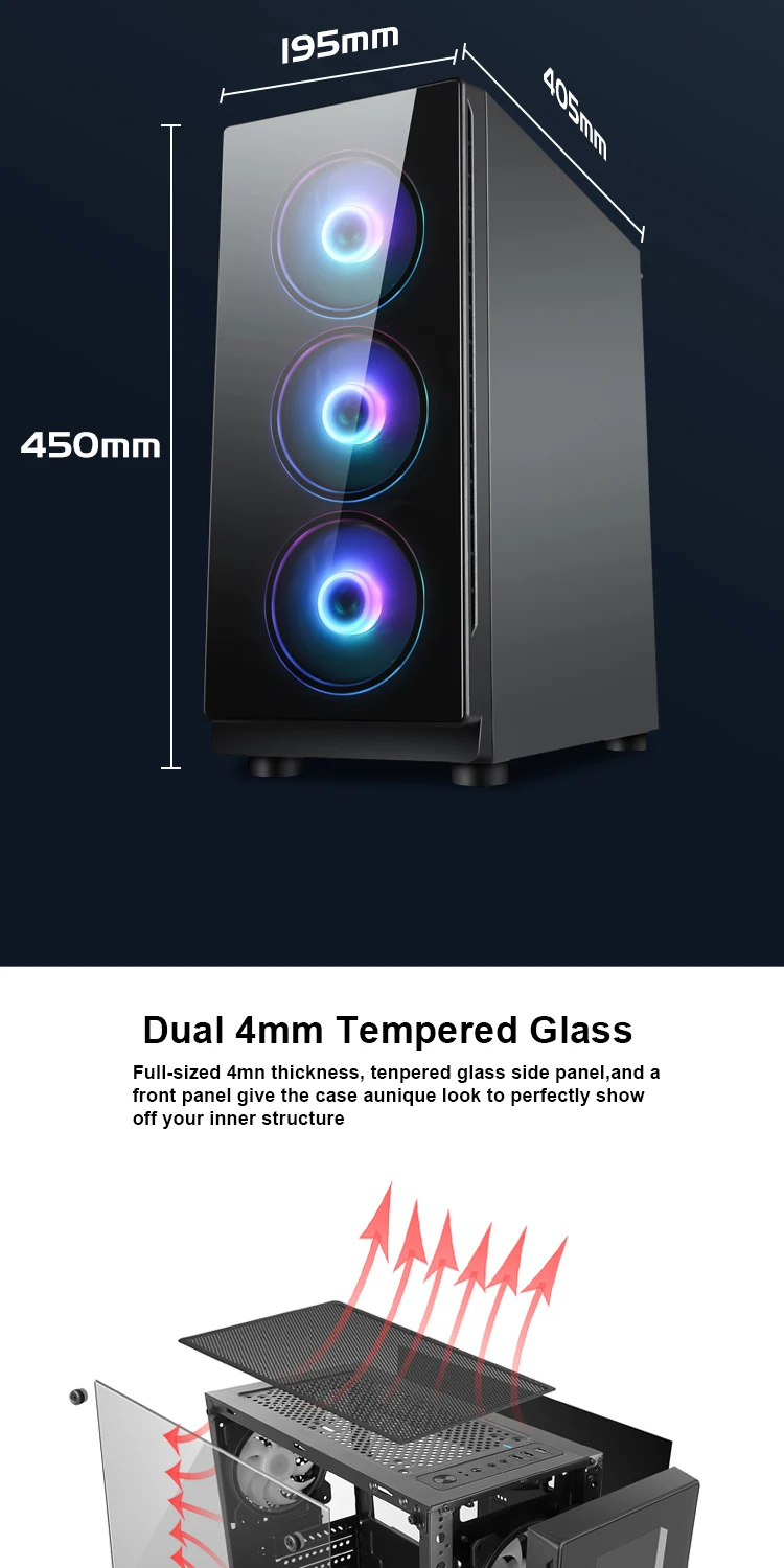 Cabinet Computer Latest Mid Tower ATX Gabinete Gamer Gaming Pc Cabinet Aluminum Computer ...