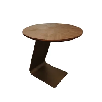 Luxury bronze side table brushed wood tea table living room side table bedroom balcony high-end design hot sales