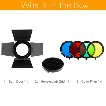 Godox BD-03 4 Color Piece Honeycomb Grid Barn Door Flash Accessories  for Photo Studio Flash Godox K-150 K-180 250SDI 300SDI E25 detail image