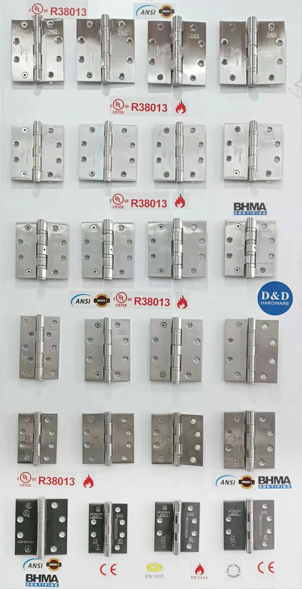 UL Listed Fire Rated Stainless Steel Ball Bearing Butt Metal Commercial Interior Door Hinge