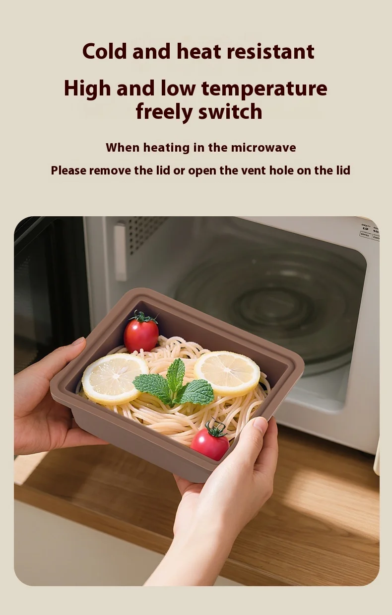 Food Grade Silicone Lunch Box Microwave Heating and Leak Proof Soup Refrigerator and Freezer Storage Seal Storage Box supplier