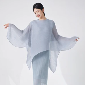 2025 Latest Design Miyake Pleated Blouse for Ladies Casual Joker Shirt Lace Breathable Office Work Cover Summer Woven Smock