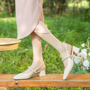 Cross-Border Custom Summer Women's Rhinestone Fashion Trend Solid Square  Mary Jane 333-2 Factory Source Thick