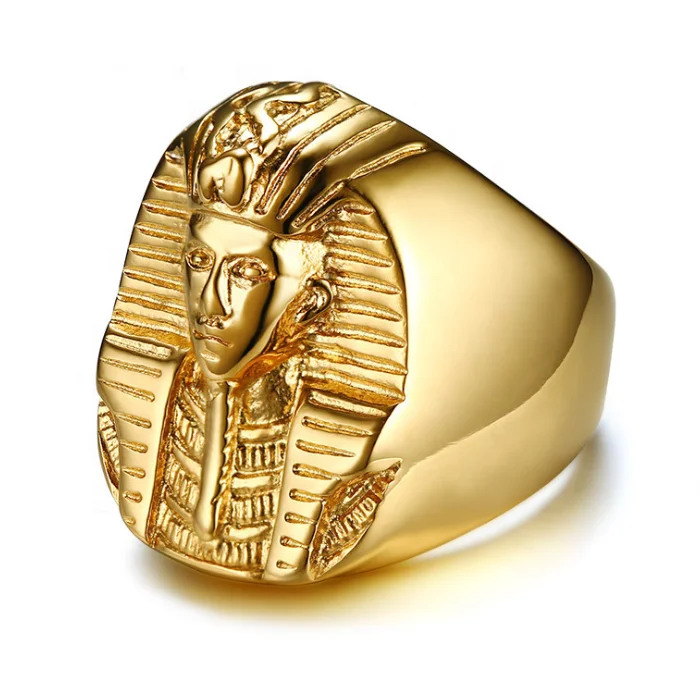 时尚不锈钢埃及法老金男士戒指