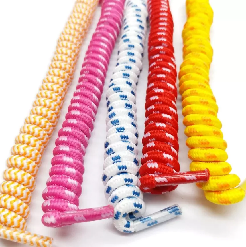 Custom Round Twisty Spring Laces No Tie Curly Elastic Shoelaces For