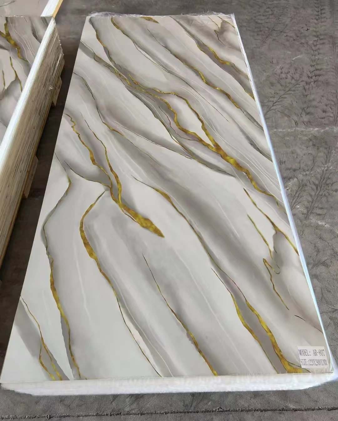 Free Sample Gilding Effect PVC Marble Alternative Board UV Plastic Sheet for Home TV Walls