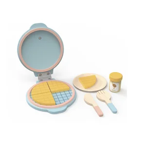 Multifunctional Wooden Waffle Machine Educational Pretend Play Kitchen & Food Toys