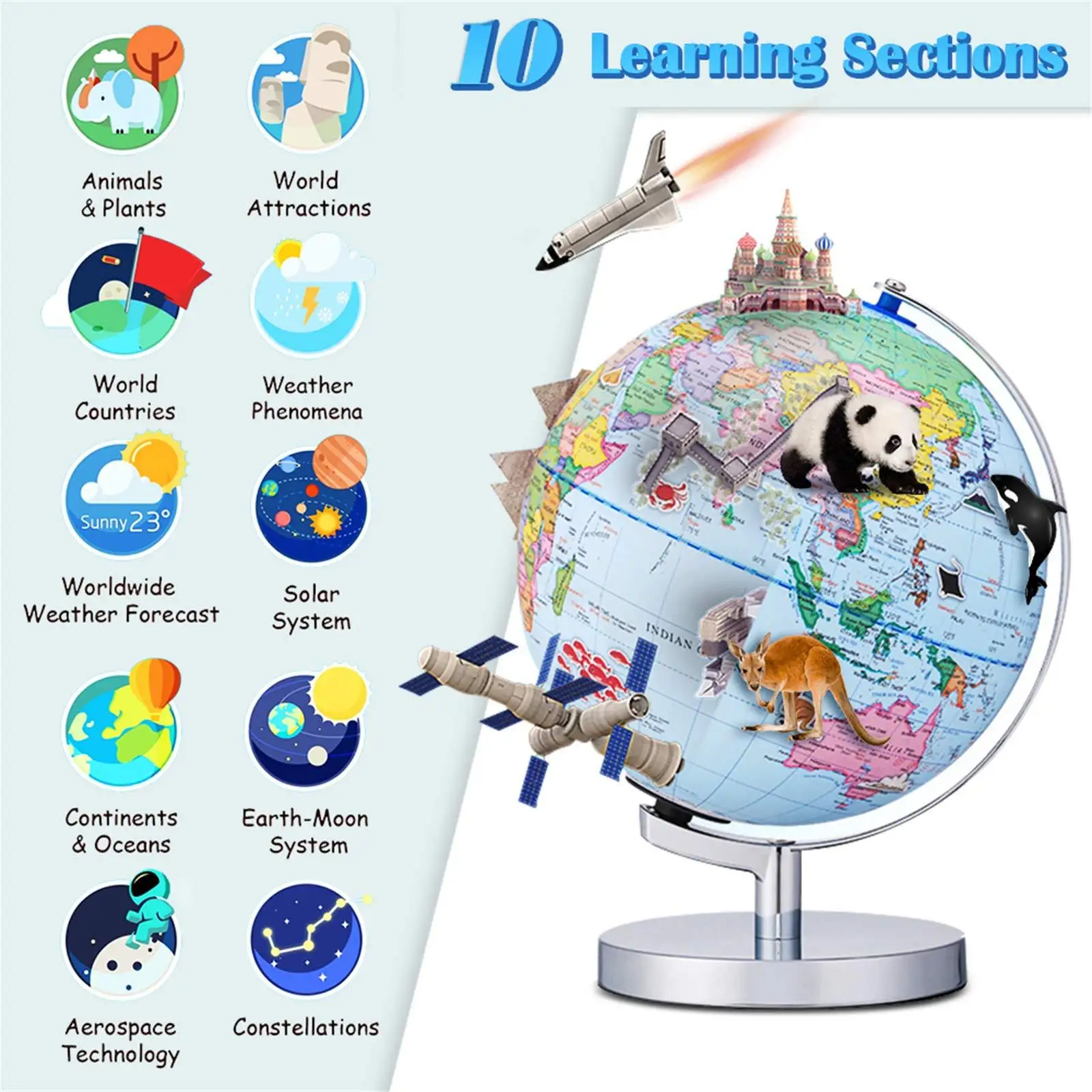 Smart Globe Adventure AR Educational World Geography Kids Learning Toy