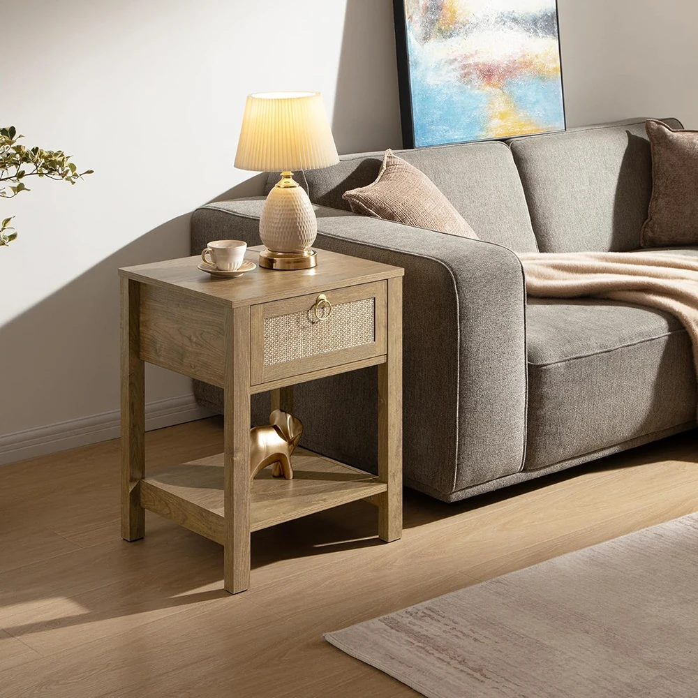 product modern rattan nightstand with brass knobs bedroom storage for small spaces home furniture-3