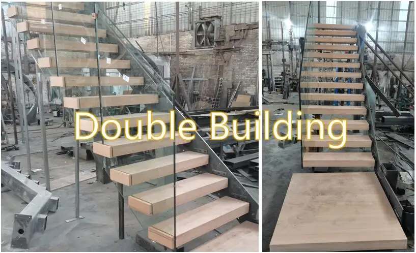 floating Stair Kits marble/wooden Staircase design Indoor Glass Railing marble stair steps modern stairs manufacture