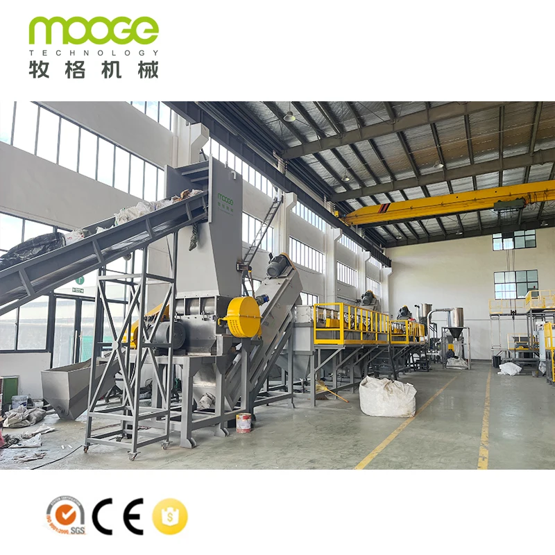 Agricultural Plastic Film Recycling Line Washing Plant / PP PE Waste Film Bags Plastic Recycling Machine