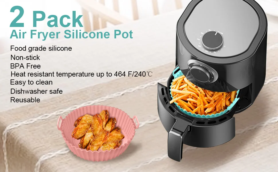8 Inch 16 Cm Reusable Air Fryer Food Safe Silicone Pot Basket Liner Air