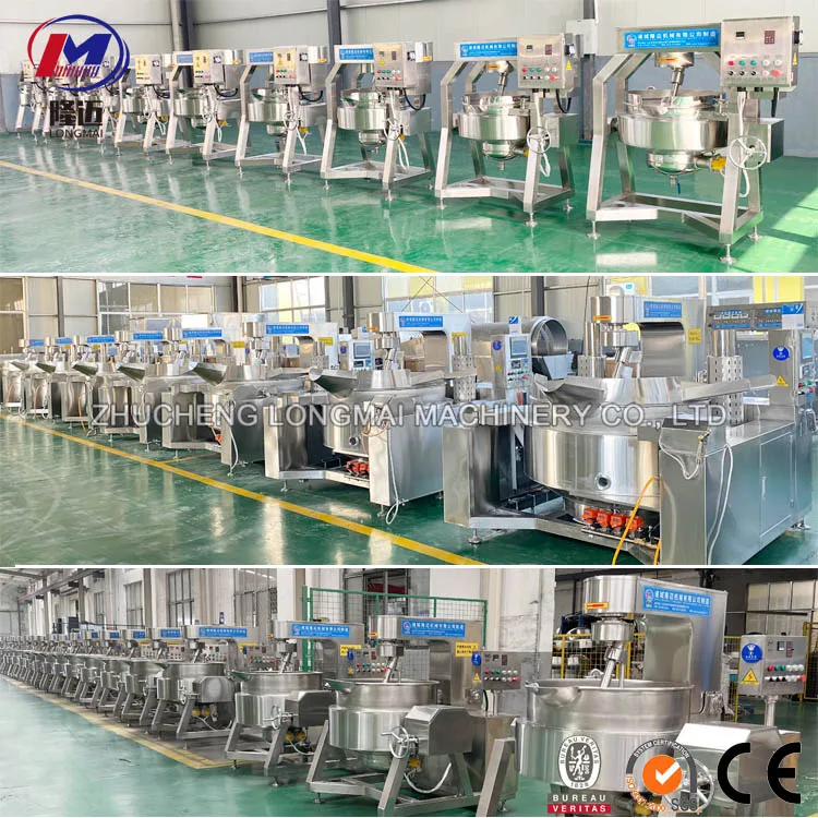 Fully Automatic 200L Direct Heat Large Intelligent Smart Robot Restaurant Chicken Porridge Tilting Cooking Mixer Kettle Machine