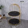 Double-layered golden birdcage (with black patterned base)