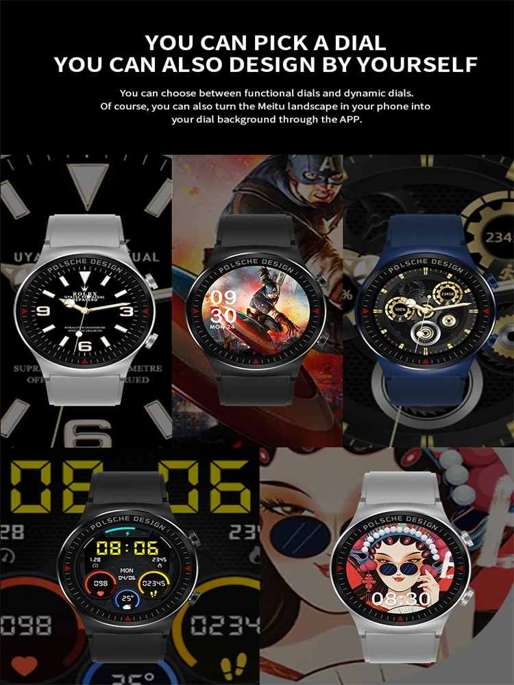 Smart Watch HW26 Original Luxury Men's Full Screen Touch Custom Watch Waterproof Sport Bracelet Wristband Smartwatches HW26