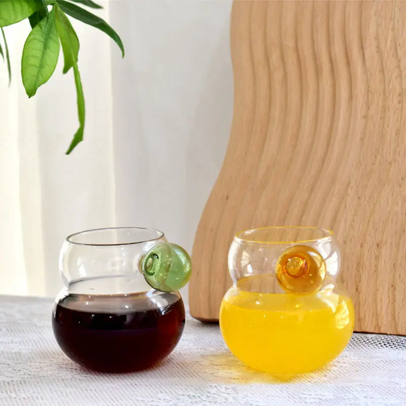 Factory Espresso Cups Home Glass Ball Handle Gourd Coffee Cup Tea Water Cup Saucer Steak Juice Bucket Table Decor
