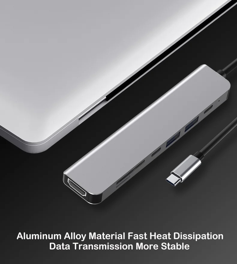 If you are searching for a supplier of a product with perfect quality control and highly competitive prices, which gives you an advantage in expanding your local market, then contact us now!  Competitive suppliers of  Multi-function 7 in 1 Usb C Hub Docking Station 4K HD USB3.0 TF/SD Card Reader Usb c Hub 7 in 1 Multiport Hub