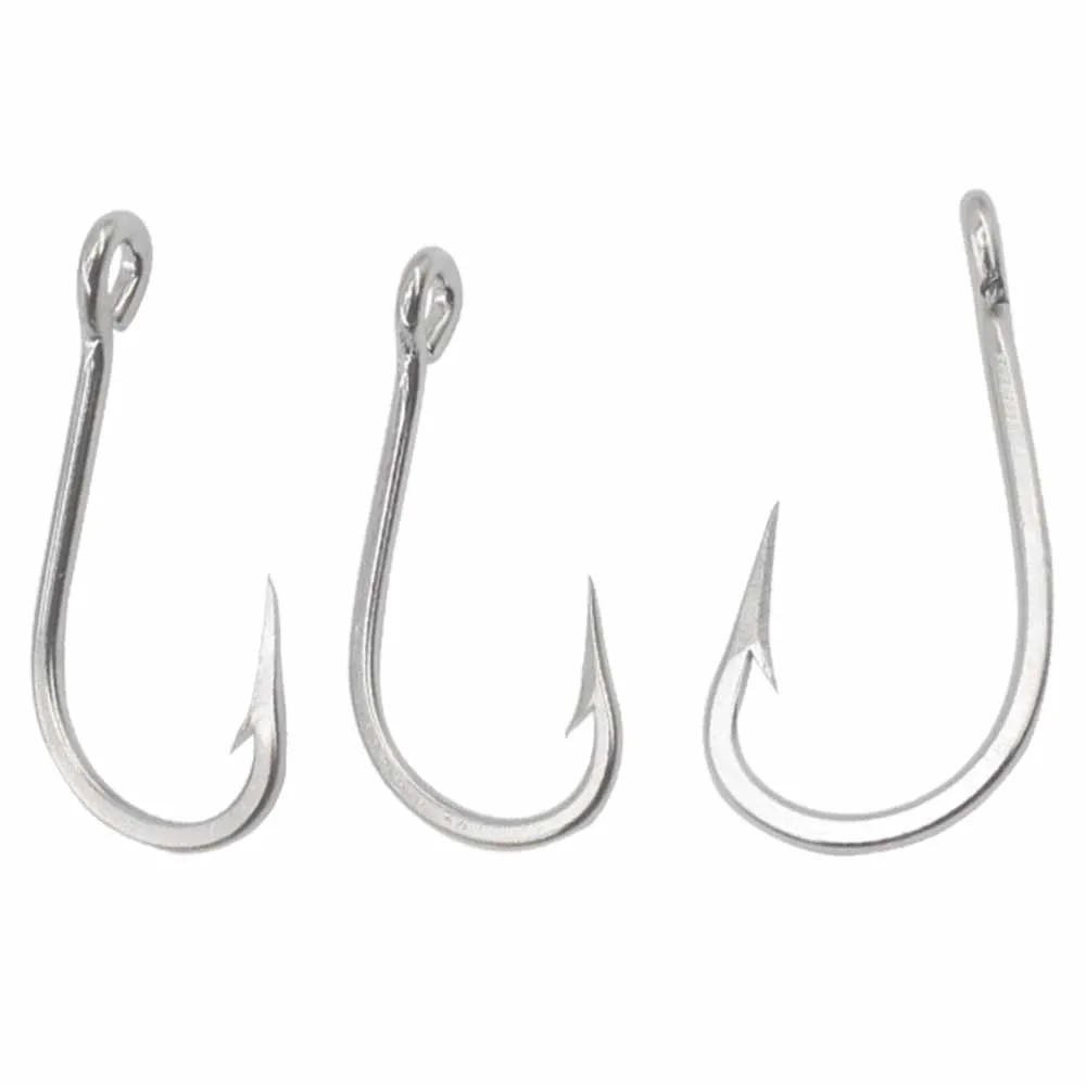 10pcs Size 9/0 Fishing 7691S Double Shark Hook Stainless Steel Assist 0 degree 
