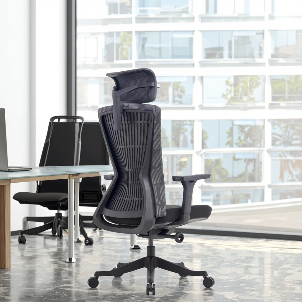 Map Texture Breathable Mesh Chair 2D Adjustable Headrest Lexus Inspired Design Ergonomic Support System 4